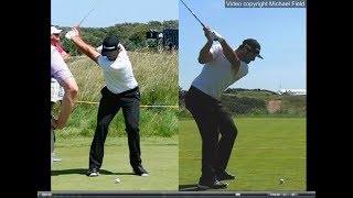 Jon Rahm golf swing  Long Iron faceon amp downtheline July 2017 [upl. by Atnuhs701]