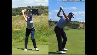 Justin Thomas golf swing  Long Iron faceon amp downtheline July 2017 [upl. by Noami621]